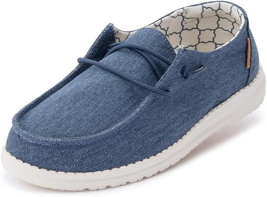 Girl'S Wendy Youth Linen Grey Multiple | Girl’S Shoes | Girl’S Lace up Loafers | Comfortable & Light-Weight