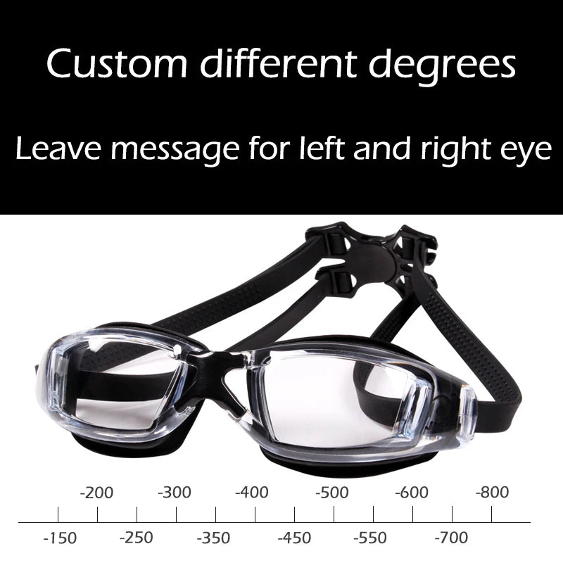 Adult -1.5 to -8.0 Myopia Electroplated Swim Glasses Waterproof anti Fog Swim Goggles Custom Different Left Right Eye Degrees