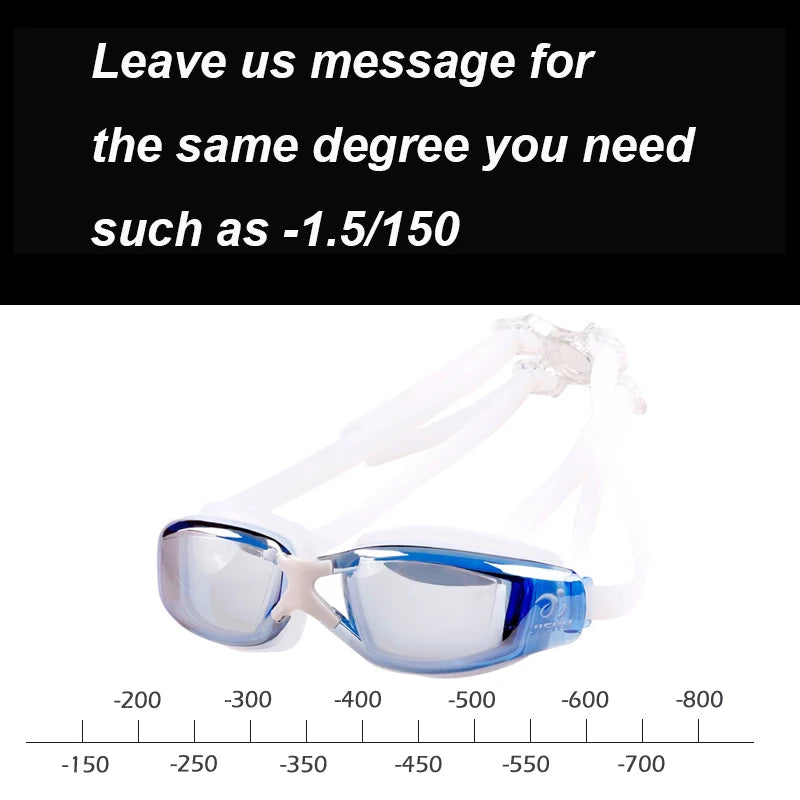 Adult -1.5 to -8.0 Myopia Electroplated Swim Glasses Waterproof anti Fog Swim Goggles Custom Different Left Right Eye Degrees