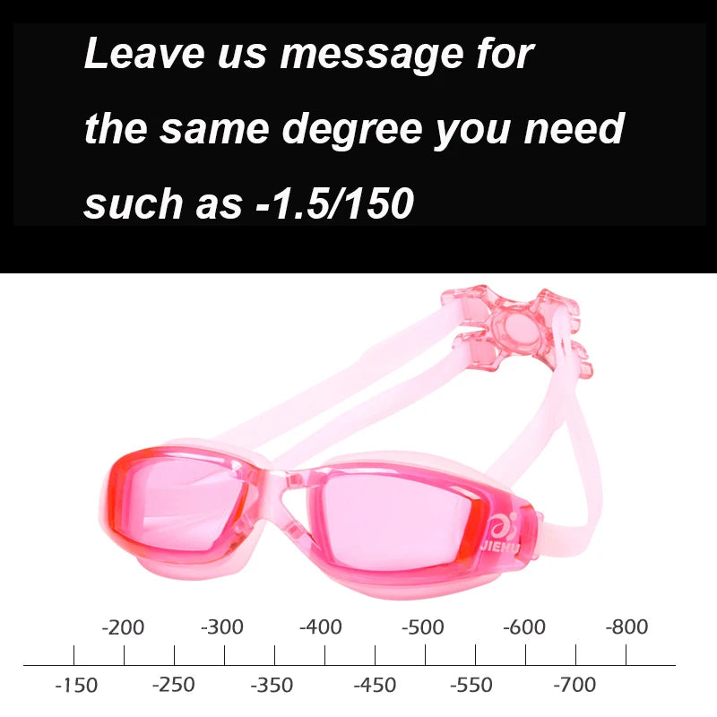 Adult -1.5 to -8.0 Myopia Electroplated Swim Glasses Waterproof anti Fog Swim Goggles Custom Different Left Right Eye Degrees