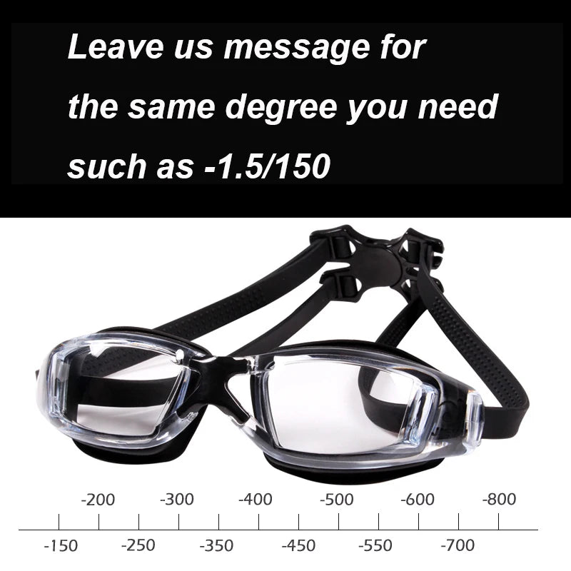 Adult -1.5 to -8.0 Myopia Electroplated Swim Glasses Waterproof anti Fog Swim Goggles Custom Different Left Right Eye Degrees