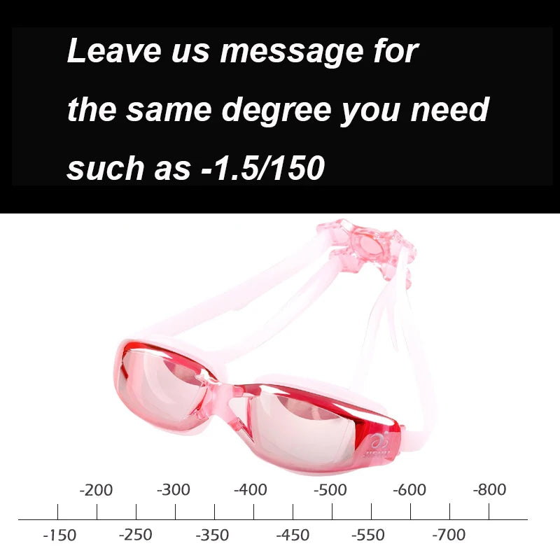 Adult -1.5 to -8.0 Myopia Electroplated Swim Glasses Waterproof anti Fog Swim Goggles Custom Different Left Right Eye Degrees